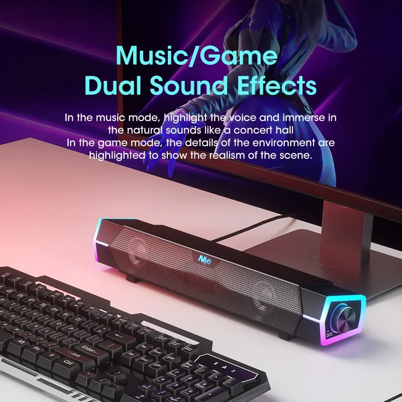 4D Stereo Sound Bar PC Speaker - огляд і ціна Rgb Computer Soundbar For Pc