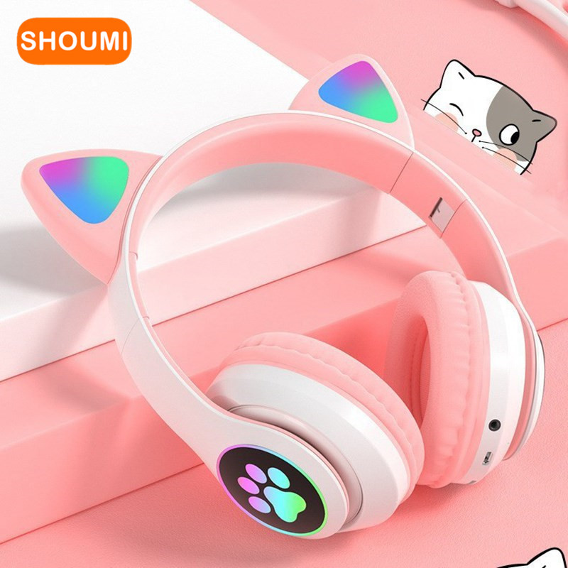 Flashing LED Cute Cat Ears Hea - огляд і ціна Cat Ear Bluetooth Headset Led