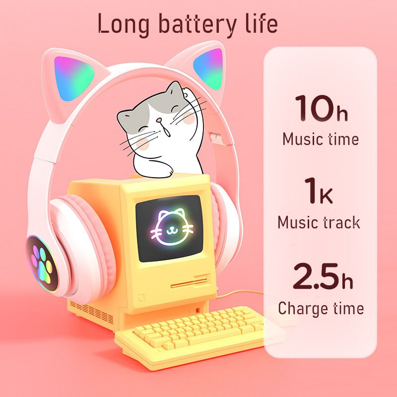 Flashing LED Cute Cat Ears Hea - огляд і ціна Cat Ear Bluetooth Headset Led