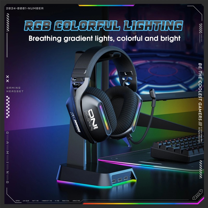 ONIKUMA GT808 Wireless Gaming  - огляд і ціна Gaming Headset With Mic Rgb